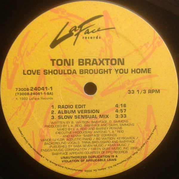 Toni Braxton : Love Shoulda Brought You Home (12")