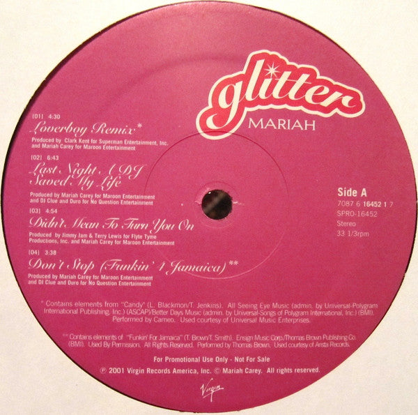 Mariah Carey : Glitter (2xLP, Album, Promo)