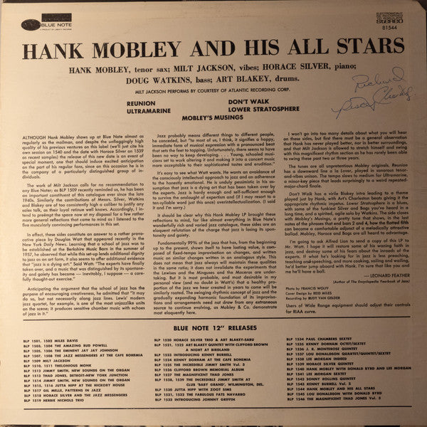 Hank Mobley : Hank Mobley And His All Stars (LP, Album, RE)