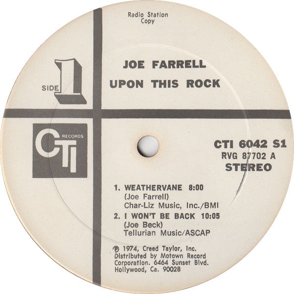 Joe Farrell : Upon This Rock (LP, Album, Promo, Gat)