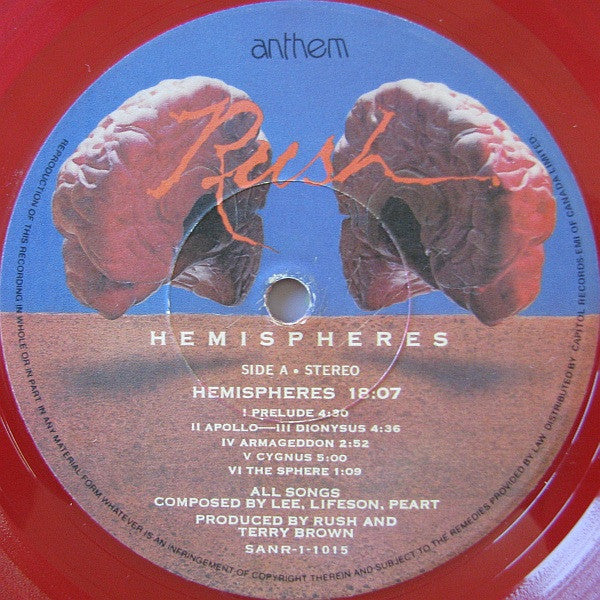 Rush : Hemispheres (LP, Album, Red)