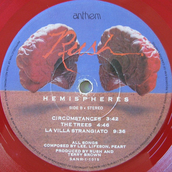Rush : Hemispheres (LP, Album, Red)