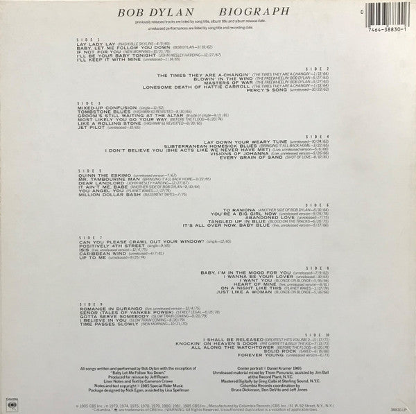 Bob Dylan : Biograph (5xLP, Comp, Pit + Box)
