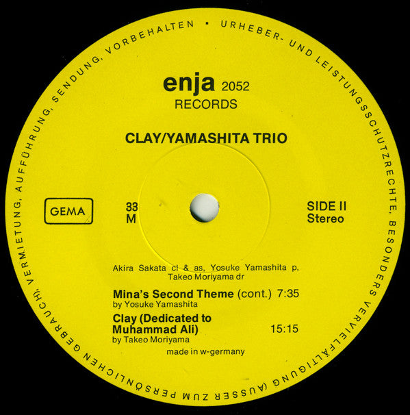 Yamashita Trio* : Clay (LP, Album)