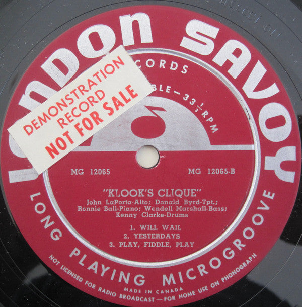 Kenny Clarke : Klook's Clique (LP, Album, Mono)