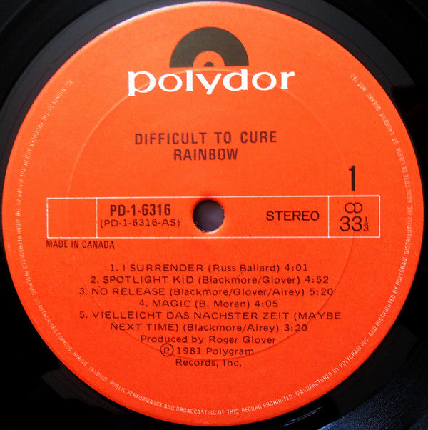 Rainbow : Difficult To Cure (LP, Album)