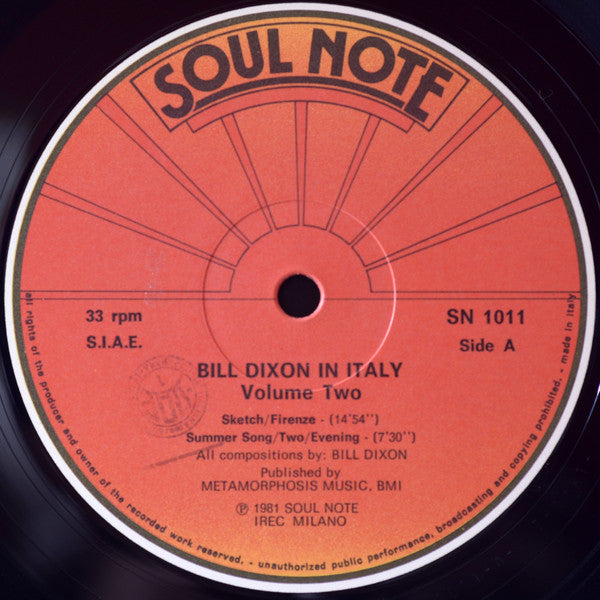 Bill Dixon : In Italy - Volume Two (LP, Album)