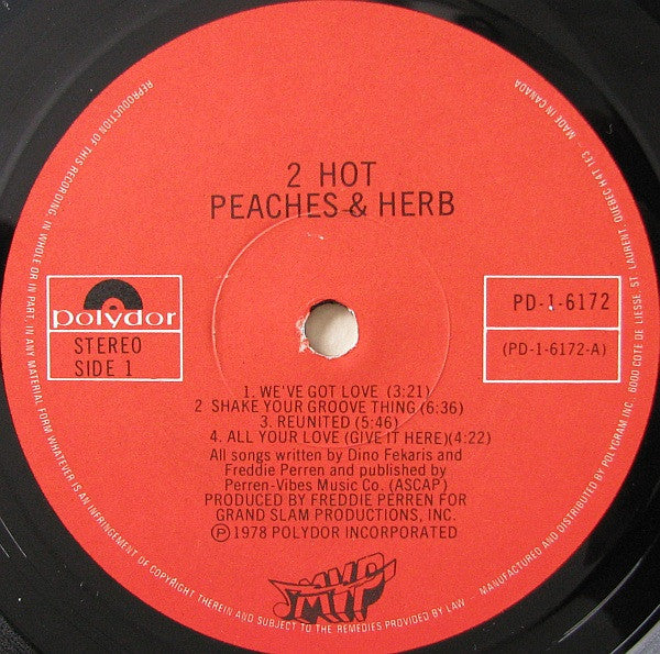Peaches & Herb : 2 Hot! (LP, Album)