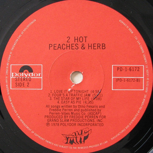 Peaches & Herb : 2 Hot! (LP, Album)
