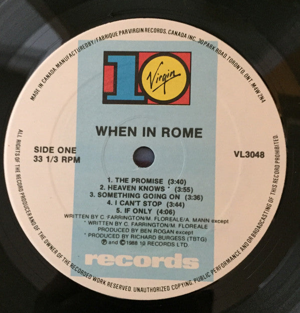 When In Rome : When In Rome (LP, Album)