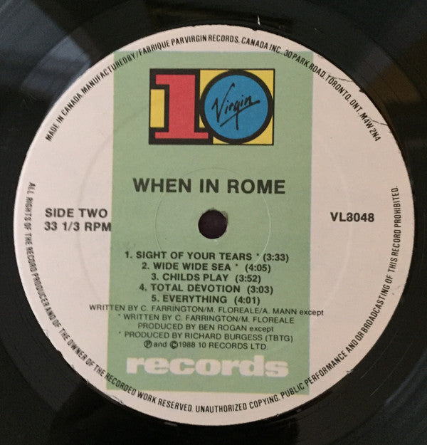 When In Rome : When In Rome (LP, Album)