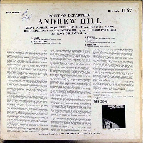 Andrew Hill : Point Of Departure (LP, Album, Mono)