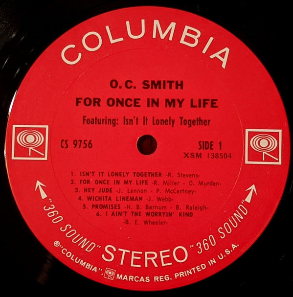 OC Smith : For Once In My Life (LP, Album, Ter)