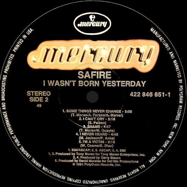Safire : I Wasn't Born Yesterday (LP, Album)
