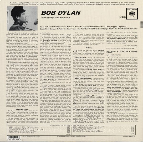 Bob Dylan : Bob Dylan (LP, Album, Mono, RE, 180)