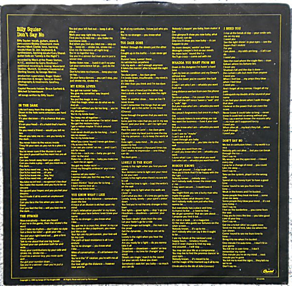 Billy Squier : Don't Say No (LP, Album)
