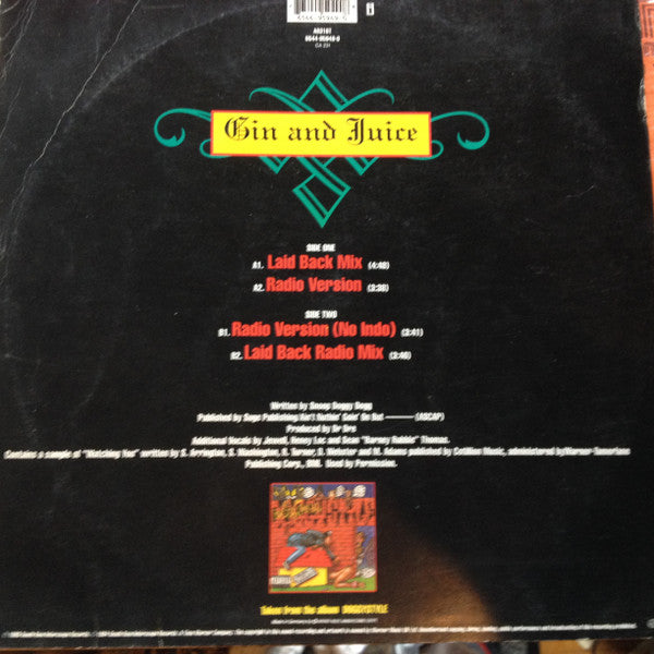 Snoop Dogg : Gin And Juice (12", Single)