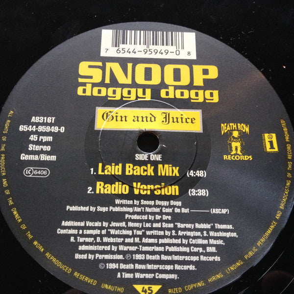 Snoop Dogg : Gin And Juice (12", Single)