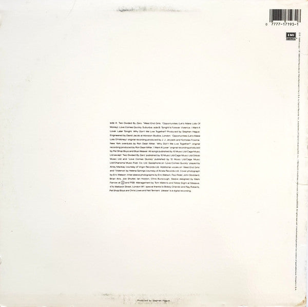Pet Shop Boys : Please (LP, Album, All)