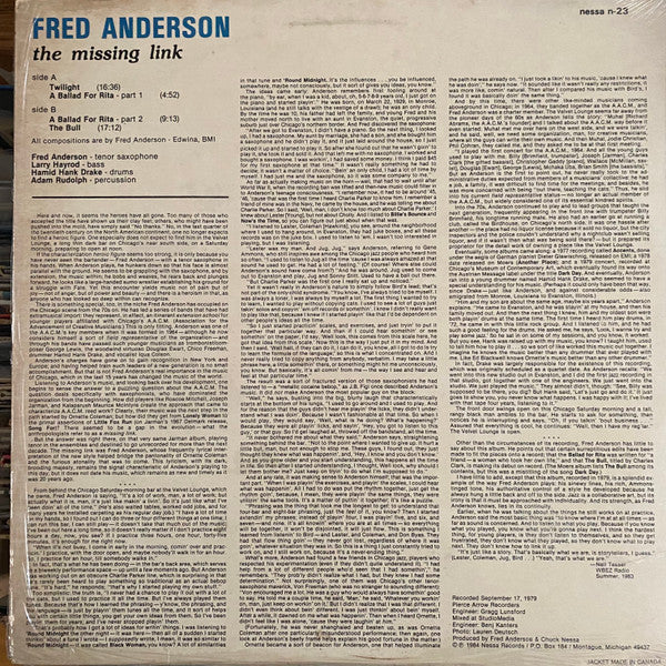 Fred Anderson : The Missing Link (LP, Album)