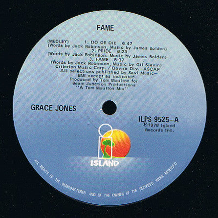 Grace Jones : Fame (LP, Album, P/Mixed, Gat)