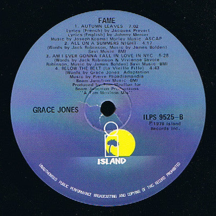 Grace Jones : Fame (LP, Album, P/Mixed, Gat)