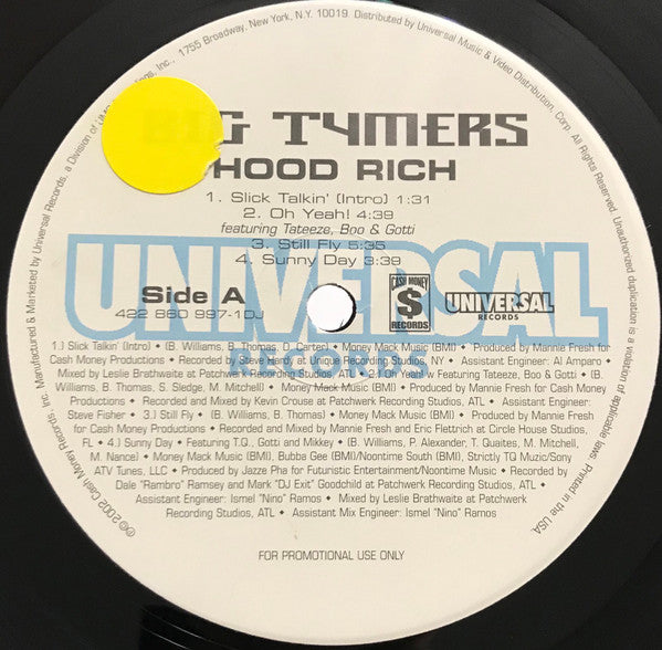 Big Tymers : Hood Rich (2xLP, Album, Promo)