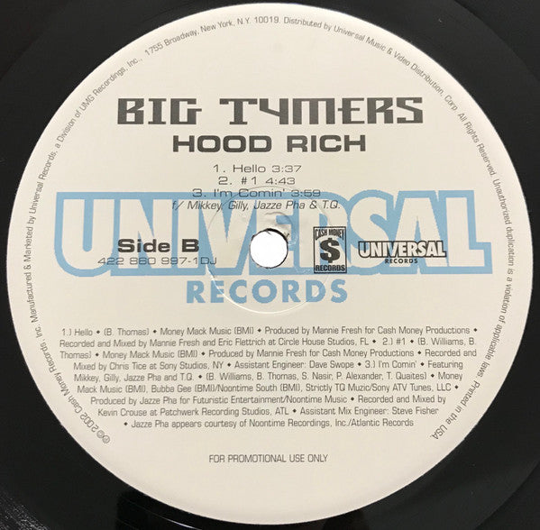 Big Tymers : Hood Rich (2xLP, Album, Promo)