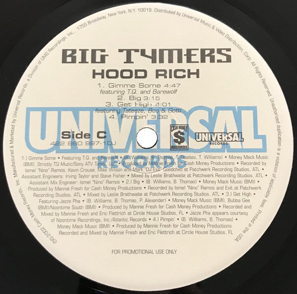 Big Tymers : Hood Rich (2xLP, Album, Promo)