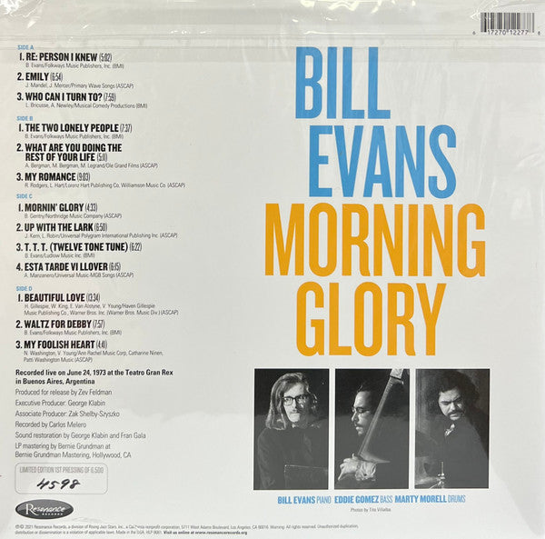 Bill Evans : Morning Glory: The 1973 Concert At The Teatro Gran Rex, Buenos Aires (2xLP, RSD, Dlx, Ltd, Num, 180)