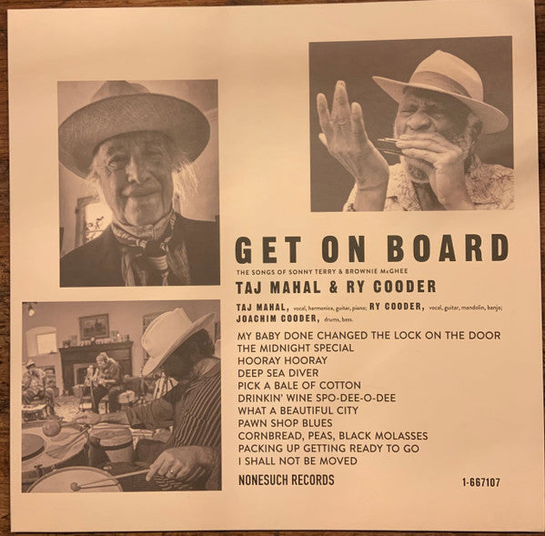 Taj Mahal & Ry Cooder : Get On Board (The Songs Of Sonny Terry & Brownie McGhee) (LP, Album)