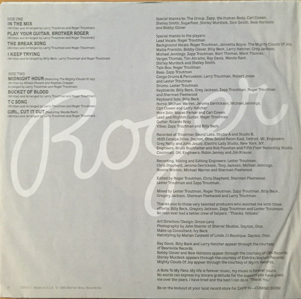 Roger Troutman : The Saga Continues... (LP, Album, All)