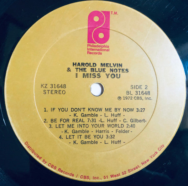 Harold Melvin & The Blue Notes* : I Miss You (LP, Album, Cus)
