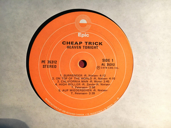 Cheap Trick : Heaven Tonight (LP, Album)