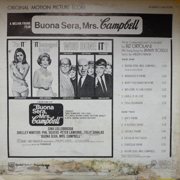Riz Ortolani : Buona Sera, Mrs. Campbell (Original Motion Picture Score) (LP, Album)