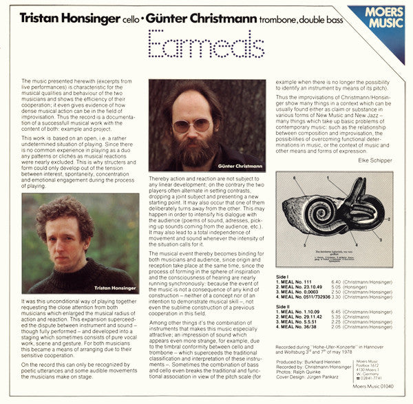 Honsinger / Christmann Duo : Earmeals (LP, Album)