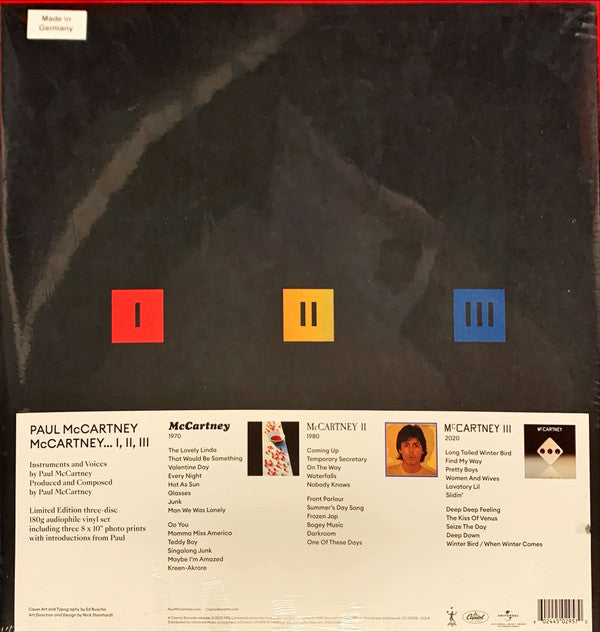 Paul McCartney : McCartney I II III (LP, Album, RE + LP, Album, RE + LP, Album, RE + Bo)