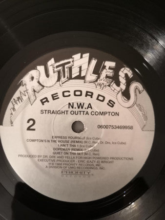 N.W.A. : Straight Outta Compton (LP, Album, RE)