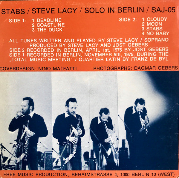 Steve Lacy : Stabs / Solo In Berlin (LP, Album)
