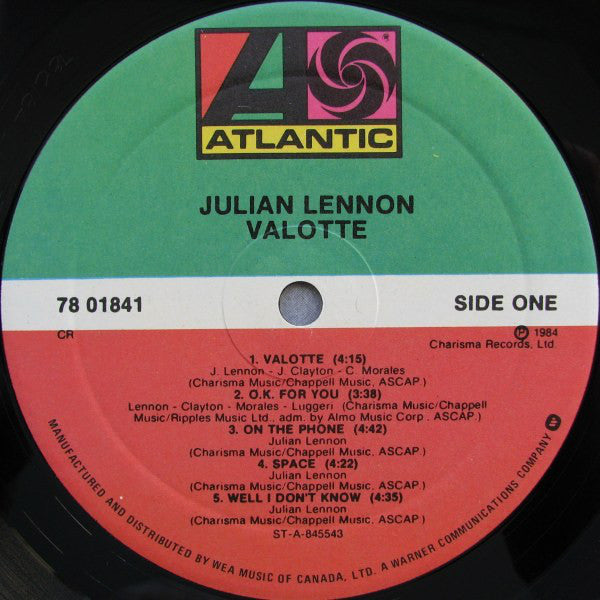 Julian Lennon : Valotte (LP, Album)