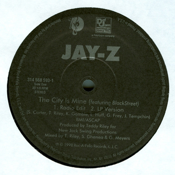 Jay-Z : The City Is Mine (12", Single)