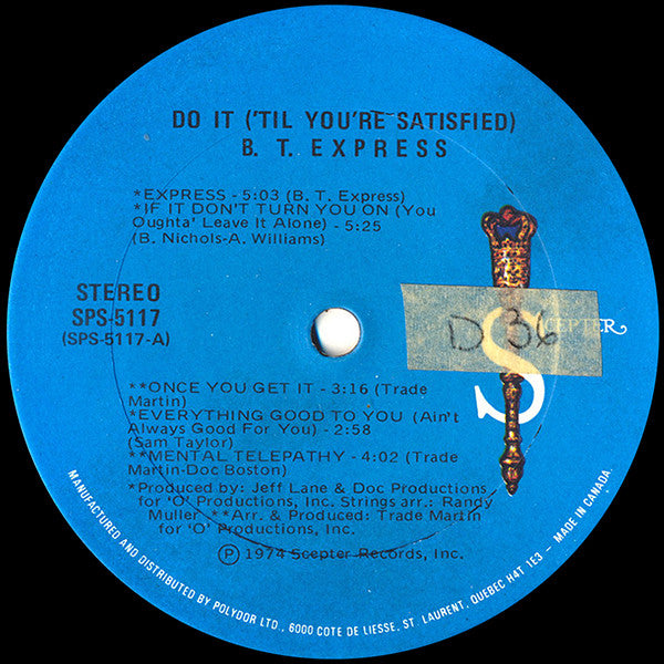 B.T. Express : Do It ('Til You're Satisfied) (LP, Album, Gat)