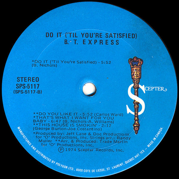 B.T. Express : Do It ('Til You're Satisfied) (LP, Album, Gat)