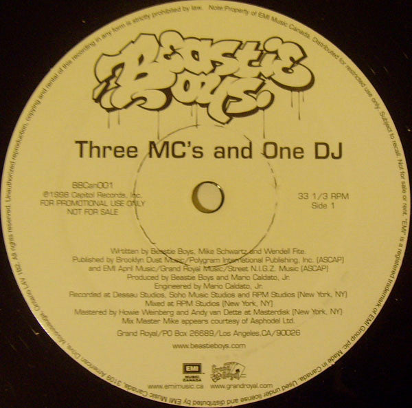 Beastie Boys : Three MC's And One DJ / Body Movin (12", Promo)