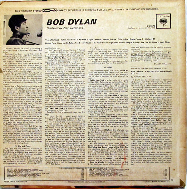 Bob Dylan : Bob Dylan (LP, Album, RE, 2-E)