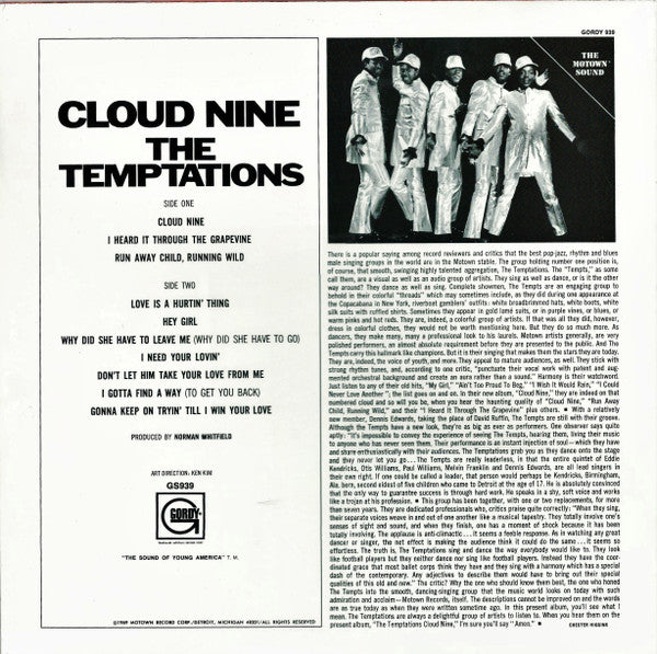 The Temptations : Cloud Nine (LP, Album, RE)