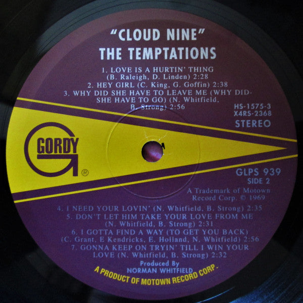 The Temptations : Cloud Nine (LP, Album, RE)