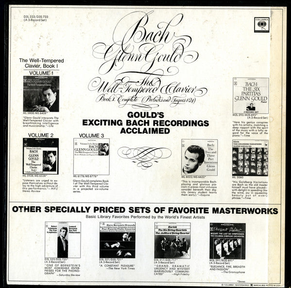 Johann Sebastian Bach / Glenn Gould : The Well-Tempered Clavier, Book I Complete (Preludes And Fugues 1–24) (3xLP, Comp, RE + Box)