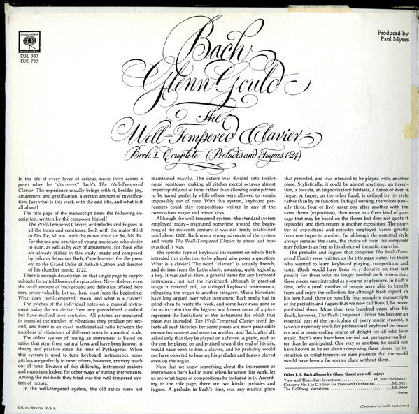 Johann Sebastian Bach / Glenn Gould : The Well-Tempered Clavier, Book I Complete (Preludes And Fugues 1–24) (3xLP, Comp, RE + Box)