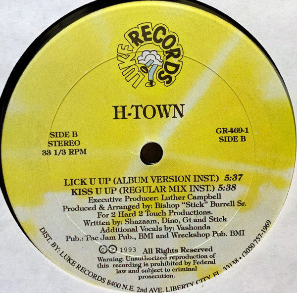 H-Town : Lick U Up (12", Single)